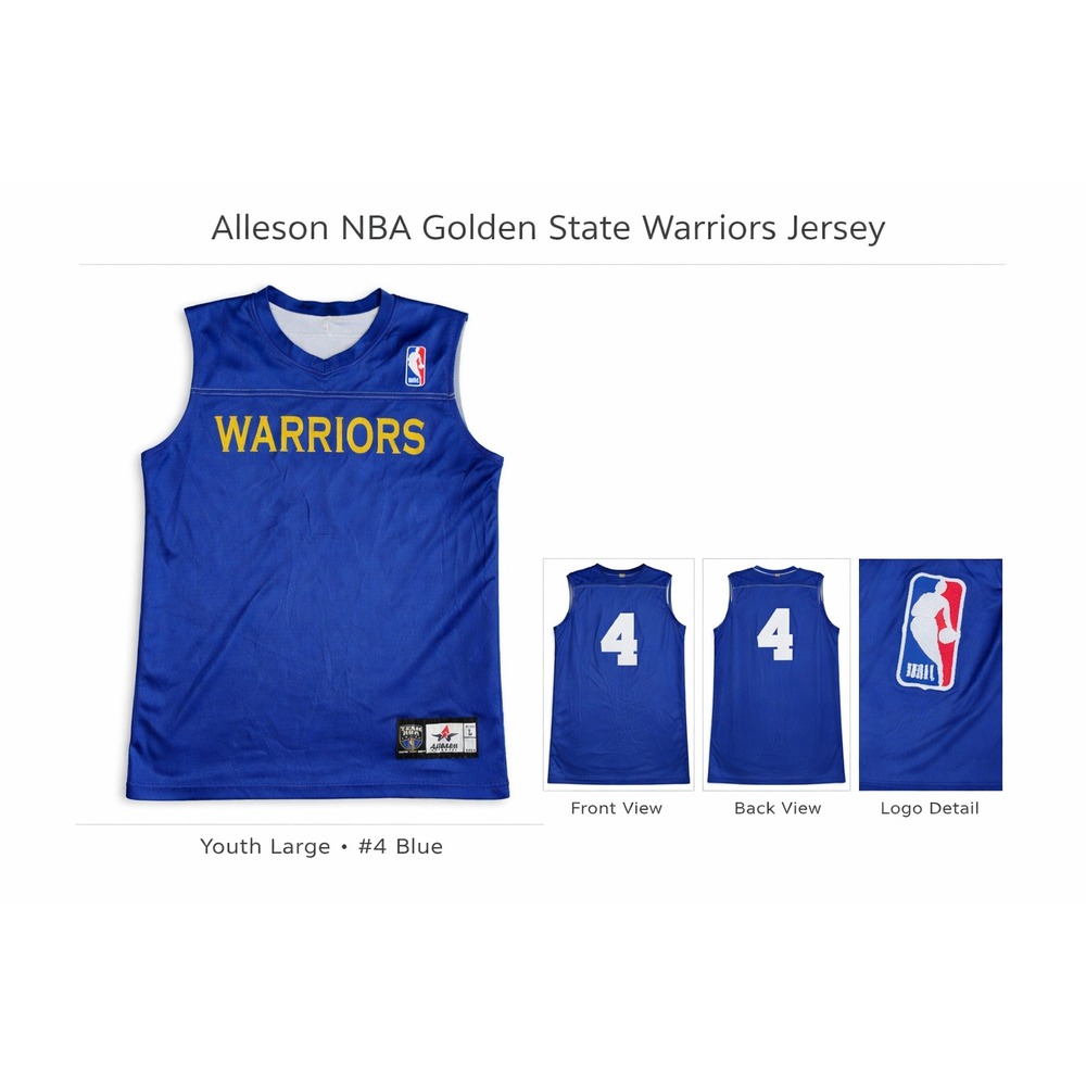 Golden State Warriors NBA Youth Large Jersey Blue Alleson Athletic #4 Basketball
